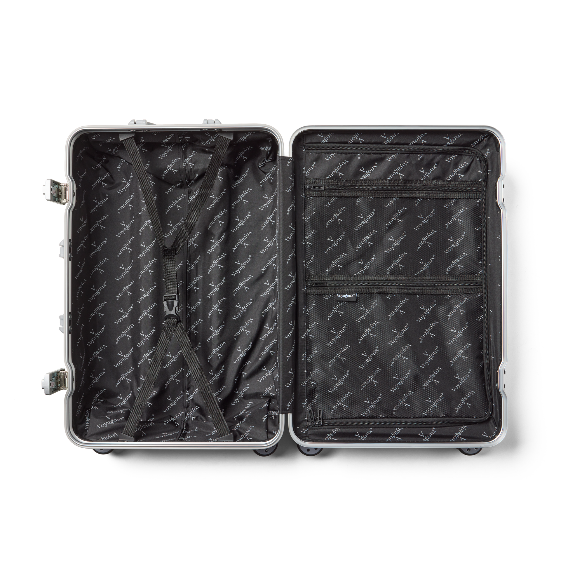 Reiskoffer Zilver Medium AEON | Voyagoux binnenkant