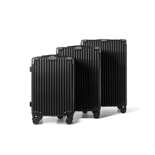 Kofferset 3 delig Zwart S / M / L Classic | Voyagoux voorkant