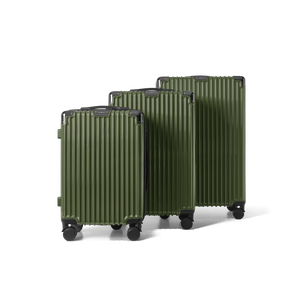 Kofferset 3 delig Olijfgroen S / M / L Classic | Voyagoux voorkant