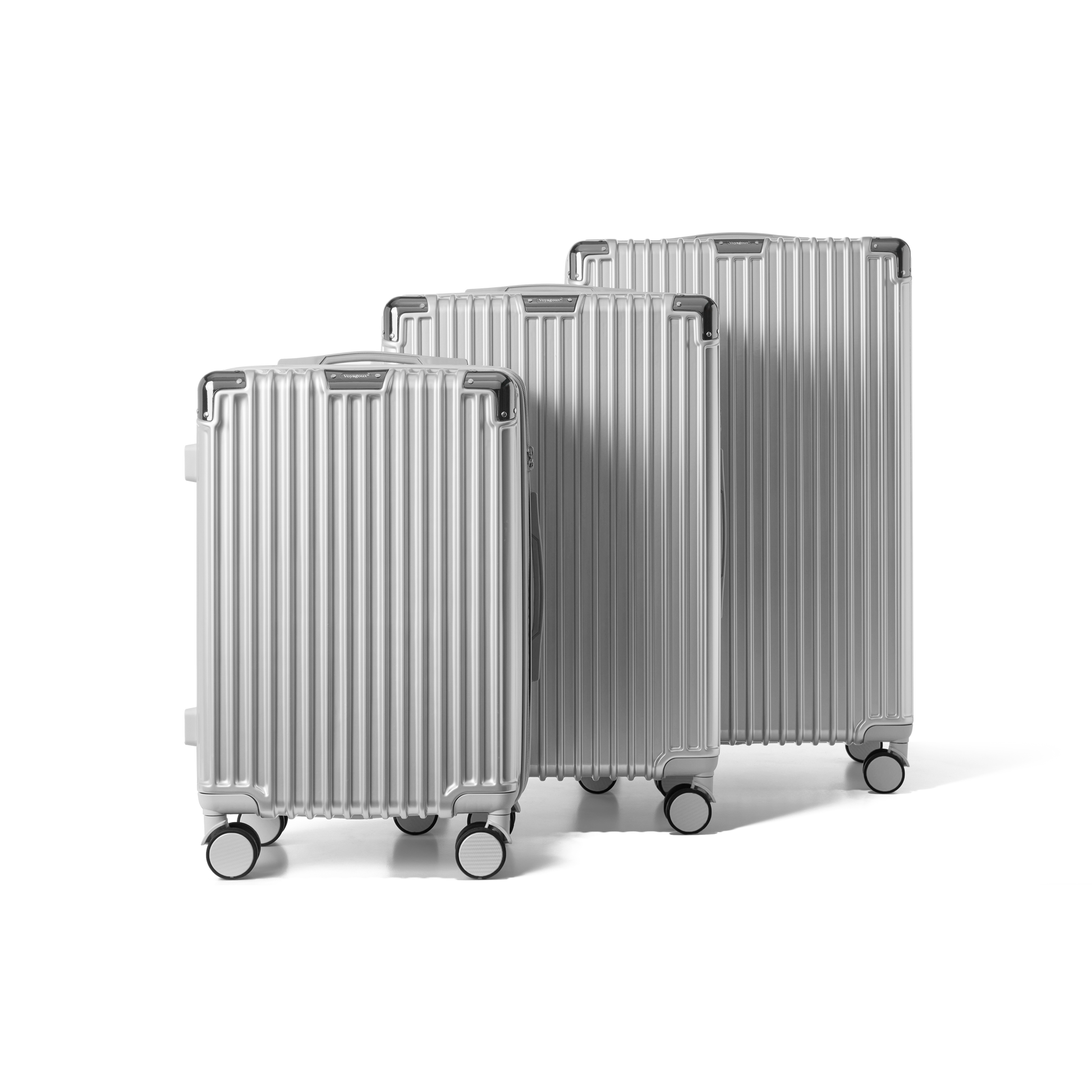 Kofferset 3 delig Zilver S / M / L Classic | Voyagoux voorkant