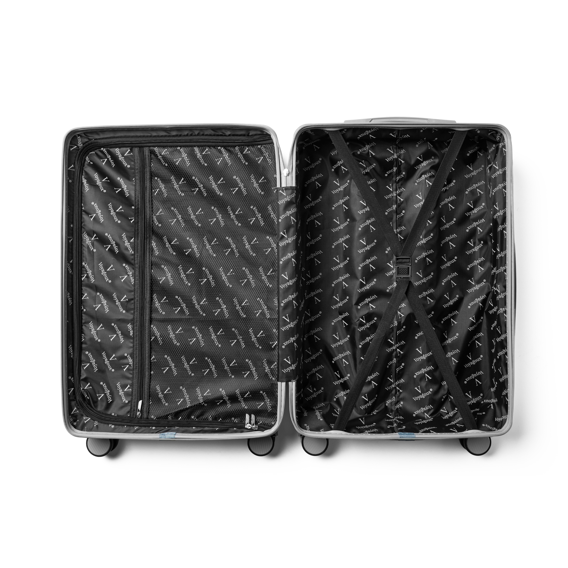 Handbagage koffer Zilver Classic | Voyagoux binnenkant