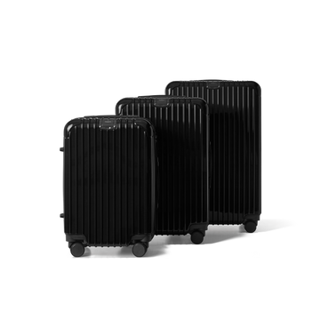 Kofferset 3 delig Zwart S / M / L Essentials | Voyagoux voorkant