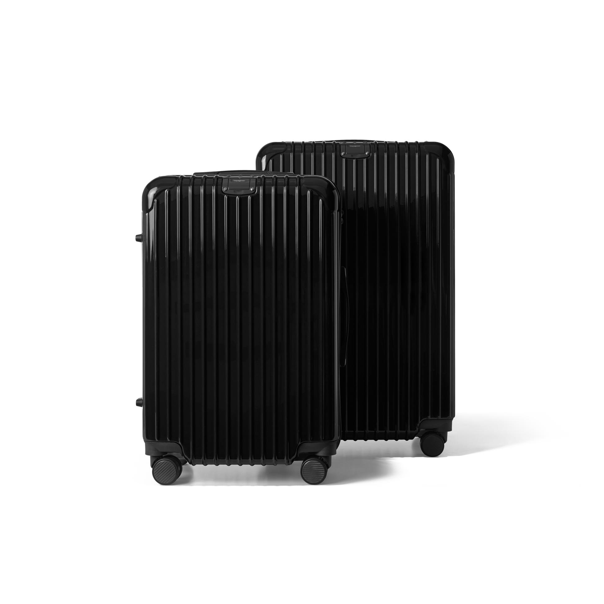 Kofferset 2 delig Zwart M / L Essentials | Voyagoux voorkant