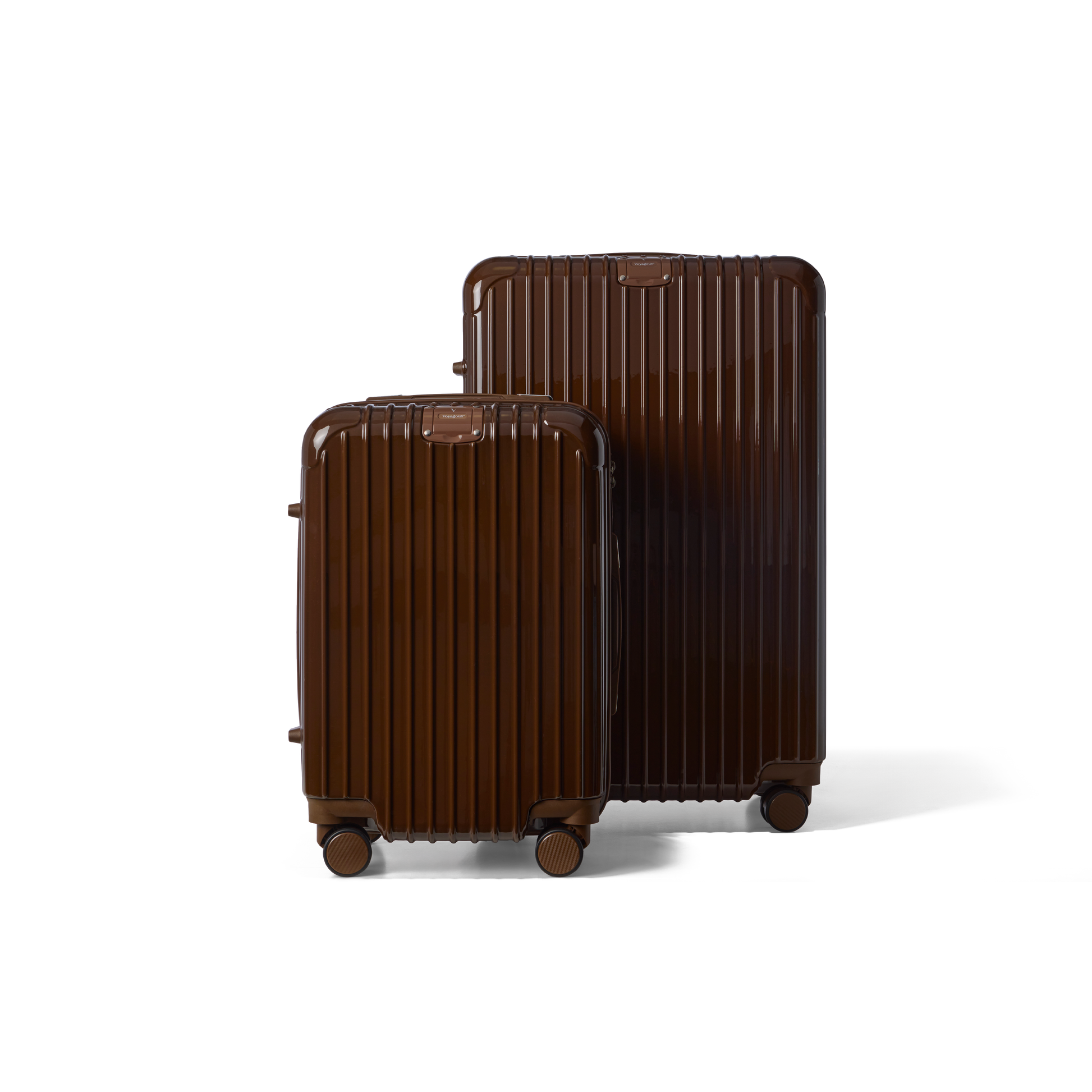 Kofferset 2 delig Donkerbruin S / L Essentials | Voyagoux voorkant