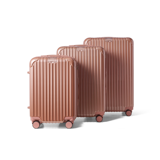 Kofferset 3 delig Rose Gold S / M / L Essentials | Voyagoux voorkant