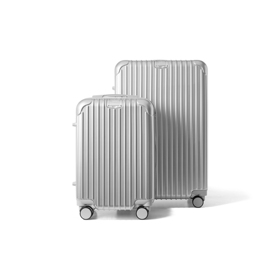 Kofferset 2 delig Zilver S / L Essentials | Voyagoux voorkant