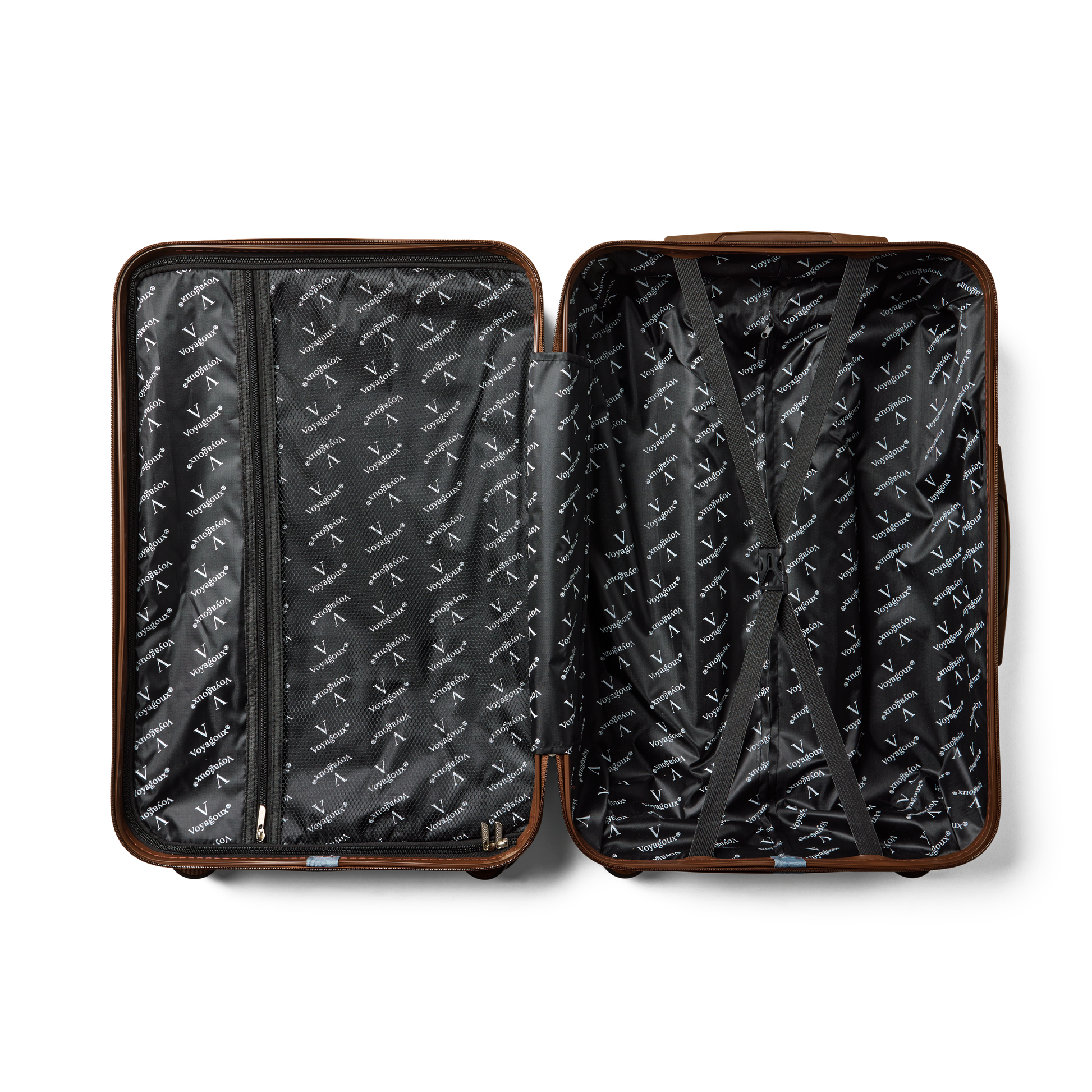 Handbagage koffer Donkerbruin Essentials | Voyagoux binnenkant