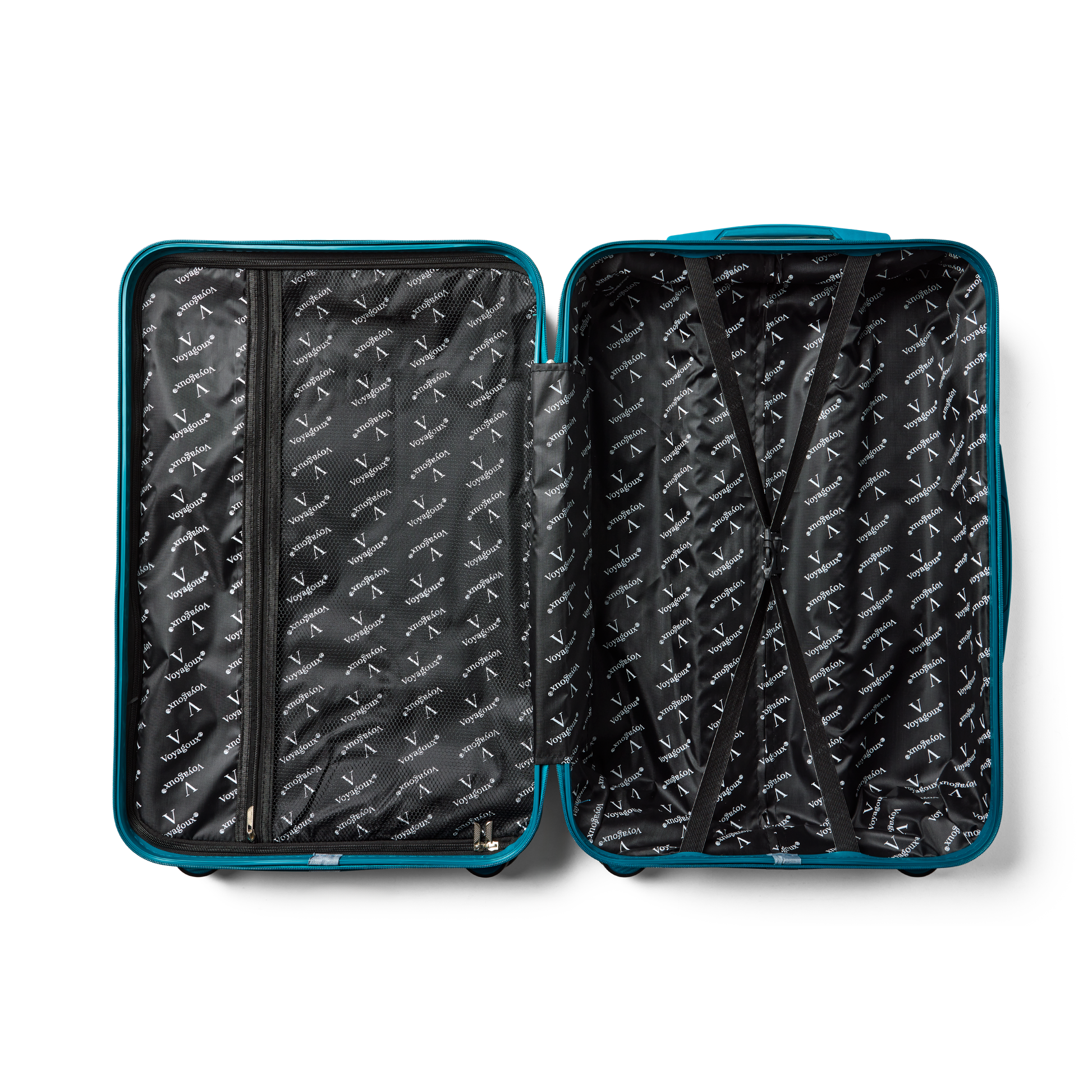 Reiskoffer Lichtblauw Medium Essentials | Voyagoux  binnenkant