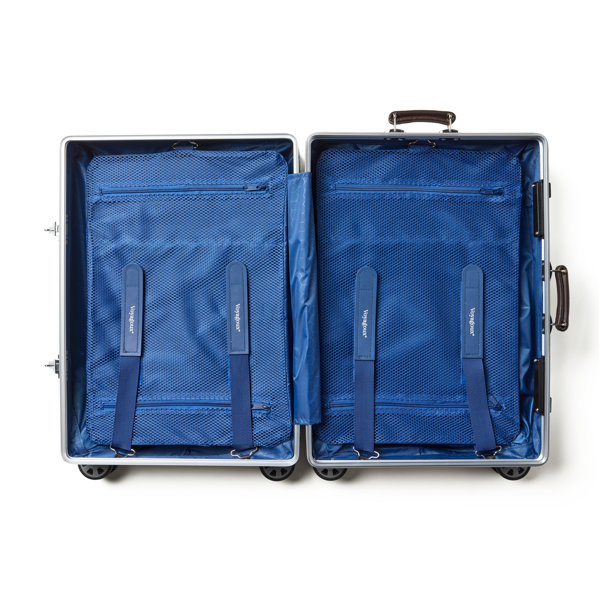 Reiskoffer Aluminium Zilver ICON | Voyagoux binnenkant