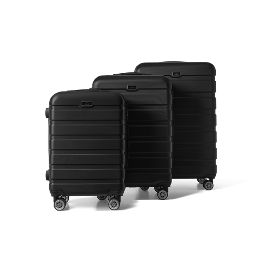 Kofferset 3 delig Zwart S / M / L Revelation | Voyagoux voorkant